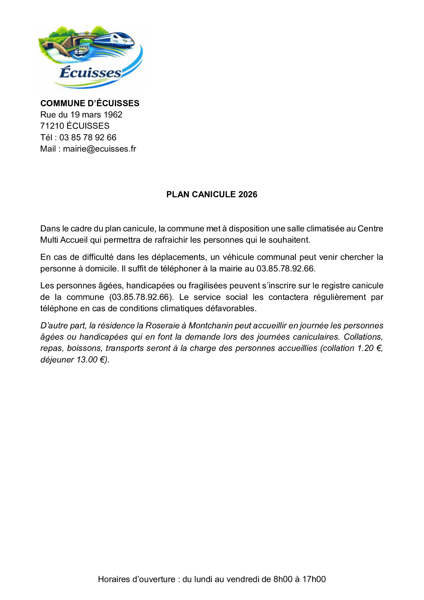 Plan canicule 2026 